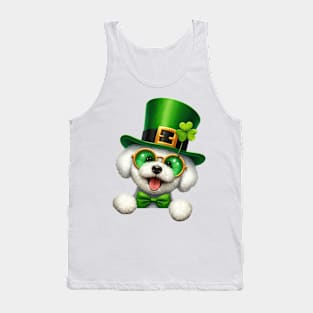 St Patricks Day Peeking Bichon Frise Dog Tank Top